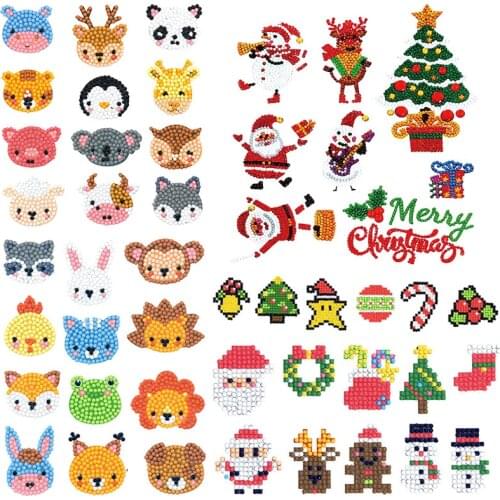 New Diamond Sticker Painting Kit DIY Resin Diamond Christmas Animal Cartoon Art Mosaic Childrens Creative Sticker
