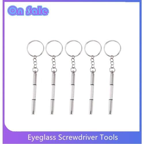 100pcs/pack 3 in 1 Eyeglass Screwdriver Tools Sunglass Glasses Watch Repair Tool Kit with Keychain Portable Screwdriver Tool