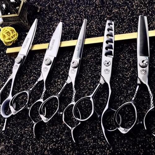 6 Professional Hair Salon Structure Scissors Set Cutting Barber Haircut Thinning Shear Scissors Hairdressing Hair Tools Scissors