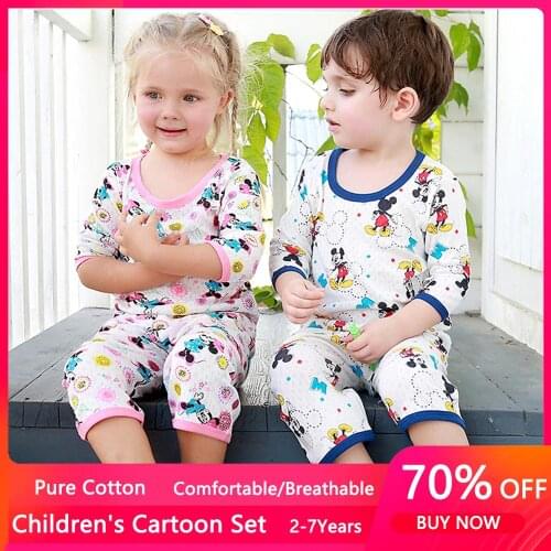 2021 New Mickey Minnie Boys Elephant Cartoon Print Nightwear Sets Girls Family Pajamas Kids Clothes Sleepwear Baby Pyjamas