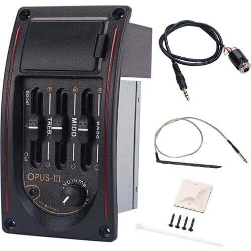 OP3 Acoustic Folk Guitar 3 Band Preamp Amplifier Equalizer EQ Piezo with Pickup