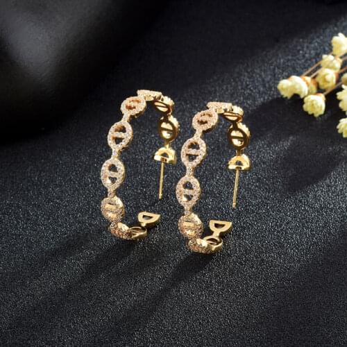 Luxury Womens Earrings Zirconia Hoop Earrings For Women Geometirc Gold Circle Earring 2021 Trend Jewelry Gift Accessories Zk30
