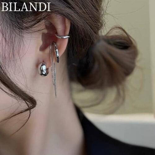 Bilandi Women Jewelry 4 pcs Metal Set Earrings Popular Design Hot Selling Chain Tassel Ear Cuff Clip Earring For Women Gifts