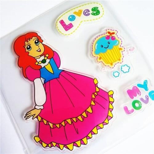 Colorful Dress doll girl Transparent Clear Stamps / Silicone Seals Roller Stamp for DIY scrapbooking photo album/Card Making