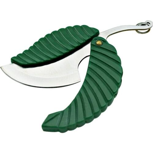 Mini Leaf Shape Pocket Knife Folding Car Styling Key Chain Charm Fold Cutter Outdoor Camping Hiking Survival Tool