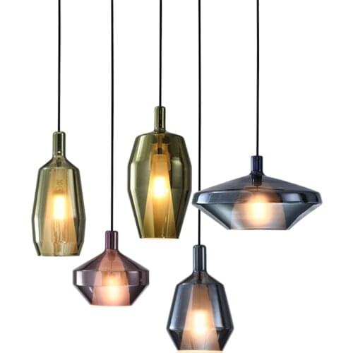 Modern Diamond Bottle Stained Glass Pendant Lights Bedroom Living Room Restaurant Nordic Bedside Art Deco Lamps Hanging Lights