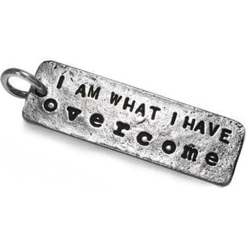 Alloy rhodium plated I Am What I Have Overcome custom charms