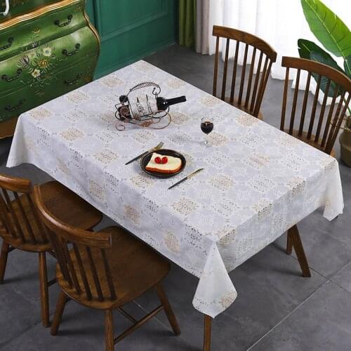 White Lace Tablecloth Waterproof Oil Proof Household Kitchen Living Room Table Cloth Tea Table Cover Rectangular Tablecloth