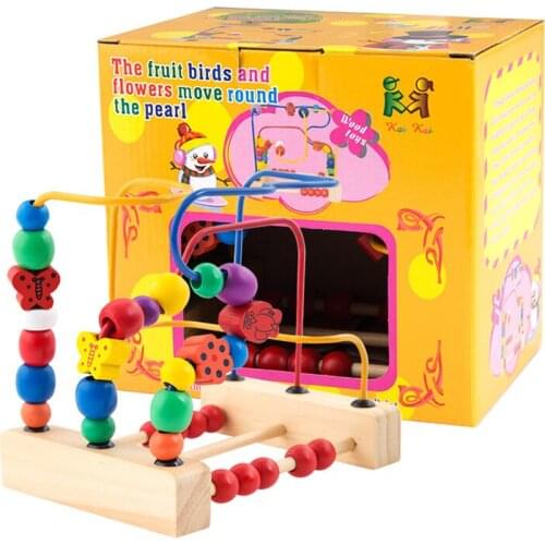 [ Funny ] Baby Wooden Round bead toys colorful bead flowers bees butterfly Parent-child interaction Educational arithmetic toy