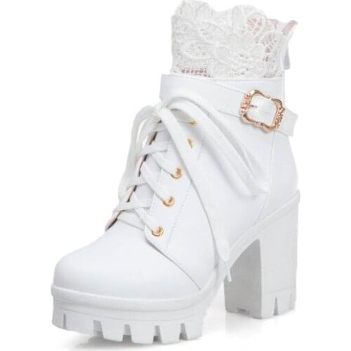 Big Size 9 10 11 12 boots women shoes ankle boots for women ladies boots shoes woman winter Cross lacing lace belt buckle