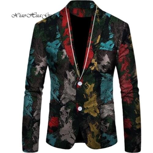 Flower Blazer Men Blazer Slim Fit Fancy Blazers Suit Jacket Africa Tops Coat Wedding Dress Suit Casual African Men ClothesWYN510