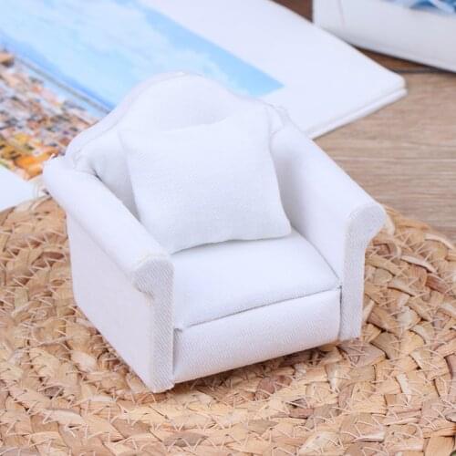1/12 Dollhouse White Sofa with Back Cushion Mini Sofa Chair Furniture Model Toys for Doll House Decoration Miniature Accessories