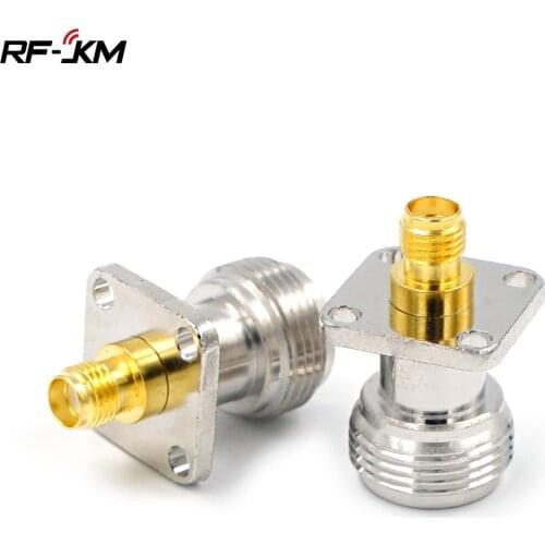 1Pcs N Type Female To SMA Female RF Connector Adapter Test Converter 4 Hole Flange Panel