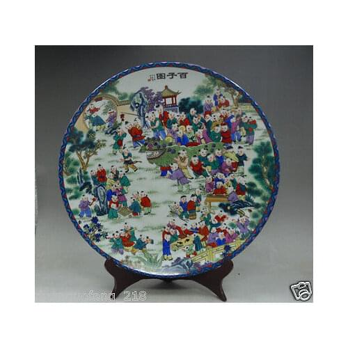 10 inch Chinese Famille Rose hand-painting 100 children Porcelain big Plate