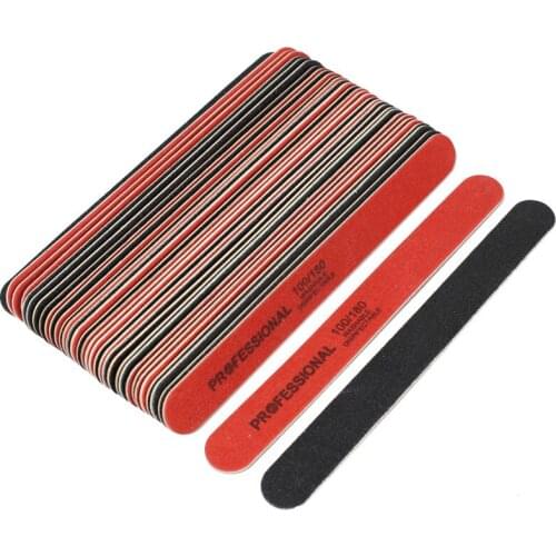 100Pcs Professional Wooden Nail File 100/180 Disposable Nail file Sanding Buffer Block Red/Black Sandpaper manicure lime a ongle