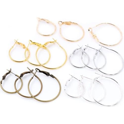20pcs/Lot 20mm 25mm 30mm 5colors Plated Circle Round Hoop Round Big Circle Hoop Earrings DIY Women Jewelry Making