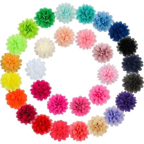 20pcs/lot U Pick Color 4 Inch Large Chiffon Fabric Puff Flowers DIY Hair Headband Accessories Corsage Supplies FH03
