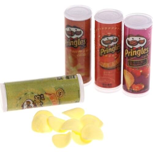 4Pcs/set 1:12 Dollhouse Miniature Food Potato Chips Bottles Dolls Kitchen Food For Dollhouse Decals New