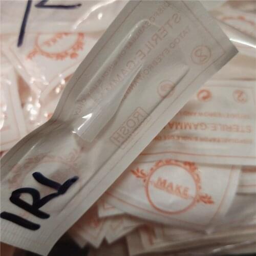 500Pcs 1R Disposable Tattoo Needles Tips Plastic Caps for Permanent Makeup Eyebrow Lips Machine 0.4*0.6*2.5cm Individual Package