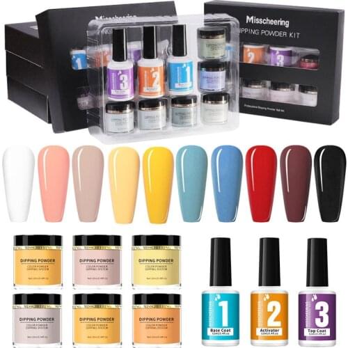 9pcs/set Nail Powder Set Dipping Dip French Glitter Shinning Nail Glitter Without Lamp Cure Dip Nail Chrome Kit 12ML
