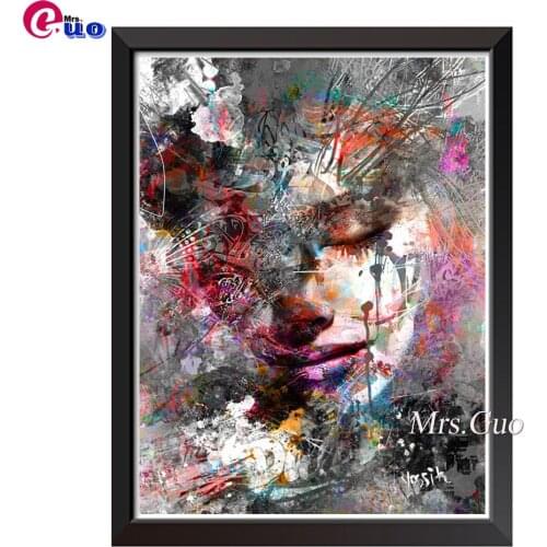 Abstract Girl Full Square Round Stones 3D DIY Diamond Painting Kit Graffiti Art Woman Diamond Embroidery Mosaic Cross Stitch
