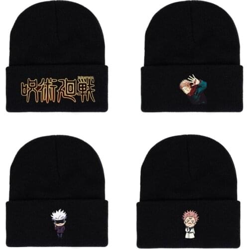 Anime Jujustu Kaisen Beanie Knitted Hat Unisex Cotton Props Winter Warm Cap Crown Design Knit Cap
