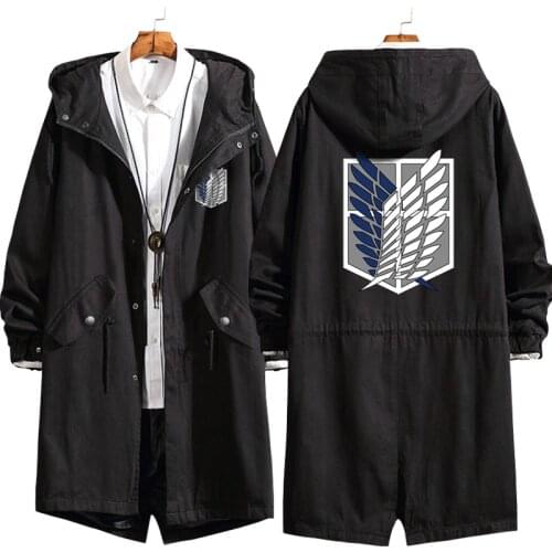 Attack on Titan Levi Ackerman Wind Trench Long Hoodie Jacket Shingeki No Kyojin Eren Sasha Ymir Armin Cosplay Wings of Liberty