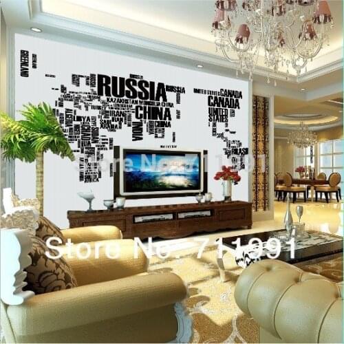 Free shipping world map large mural art wallpaper TV backdrop wallpaper letter map