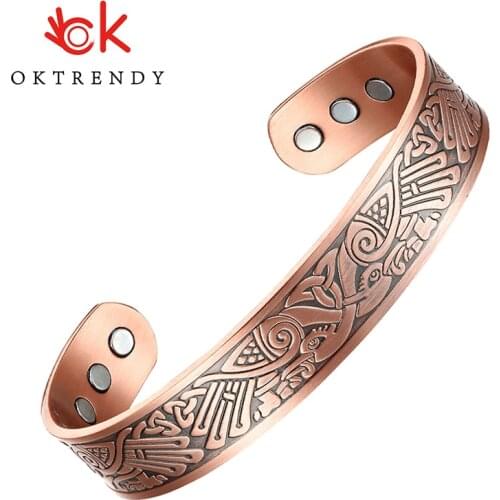 Pure Copper Bracelet Bangle Adjustable 15mm Wide Health Energy Bangles Benefits Cuff Copper Bracelets Bird Engrave for Men