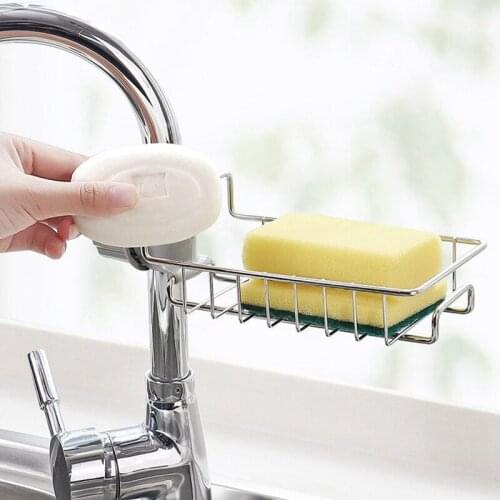 Soap Rag Storage Holders Kitchen Storage Faucet Shelf Sponge Dish Cloth Finishing Rack Drain Shelves Stainless Steel