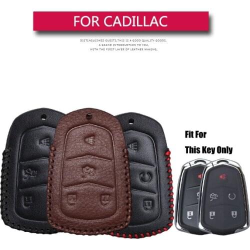 For Cadillac Escalade 2015 2016 2017 2018 STS SRX ESV CT6 XLS AST-L CTS Leather Car Key Cover Shell Keychain Car Accessories
