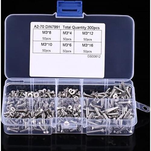 Flattop inner-hexagon screw Suit M3 304 Stainless Steel inner-hexagon screw tool fastener Suit 300 grain