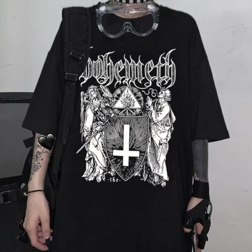 Oversized t-shirt female Top y2k Harajuku tops goth print Diablo Loose Short Sleeve kawaii Shirt Anime graphic Woman T-shirts