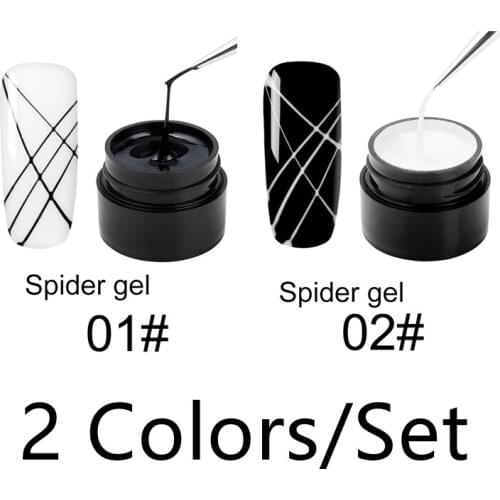 2Colors/Set Gel Nail Polish Spider Gel Super Strong Stretch DIY Drawing Decoration Creative Elastic Point To Line Nail Art Glue