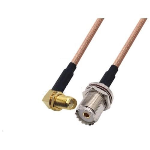 SMA Female Right Angle To UHF PL259 Female Jack Nut Bulkhead RF Pigtail Jumper RG316 Cable