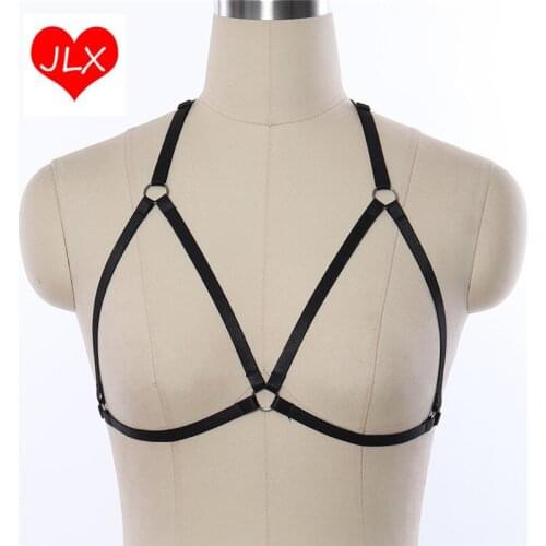 JLX.HARNESS Women Sexy Gothic Harness Black Lingerie Bondage Harness Harajuku Cage Bra Dresses Bra Adjustable Fetish Wear
