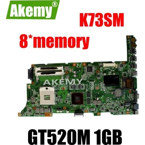 K73SM Motherboard 8*memory GT520M 1GB Rev 2.3 For Asus K73SV K73SD Laptop motherboard K73SM Mainboard K73SM Motherboard