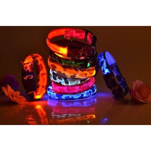 Camouflage glitter pet collar luminous dog collar cat collar pet collar knot
