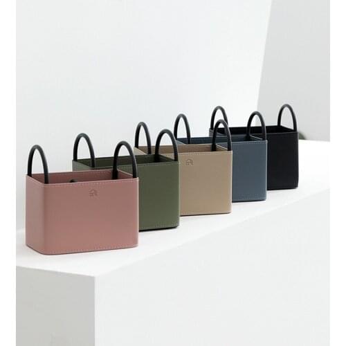 Nordic Style Leather Storage Basket PU Material Remote Control/Pen Holder Cosmetic Organizer Desktop Sundries Storage Box