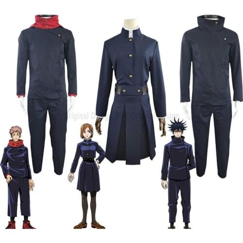 Anime Costumes Jujutsu Kaisen Itadori Yuji Cosplay Costume Kugisaki Nobara Wigs Fushiguro Megumi Uniform Set and Headwear