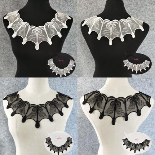 Front/Back Lace Fabric Tulle Embroidery Lace Neckline DIY Wedding dress Applique Sewing Trim Lace Collar Clothing Accessories