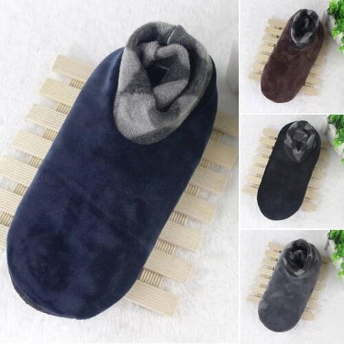 Mens Winter Warm Home Soft Fleece Thick Bed Sock Non Slip Slipper Floor Socks
