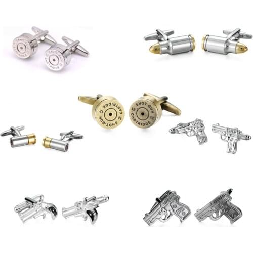 Novelty Brand Mens Designer Cufflinks Gold-color Bullet Design Novelty Gun Design Cuff Brass Material Gift cuff links Jewelley