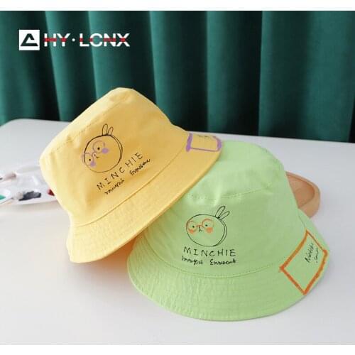 New Spring Child Fashion Sun Hat Girl Cute Cartoon Printing Bucket Hat Boy Outdoor Travel Cotton Breathable Fisherman Hat