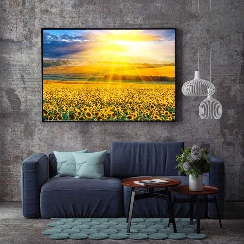 Landscape Poster Sunflower Print Rustic Home Decor Wall Pictures for Living Room Sunflower Canvas Painting Kitchen Decoration