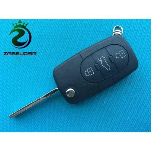 Fit Small CR1616 Battery 3 Buttons remote Flip Key Case Shell blade For Audi TT A4 A6 QUATTRO 1997-2005 Old Models no logo