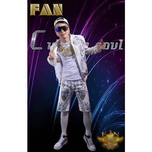 Hot bar nightclub male singer male DJ jacket costumes stage of design and color restoring ancient ways two piece