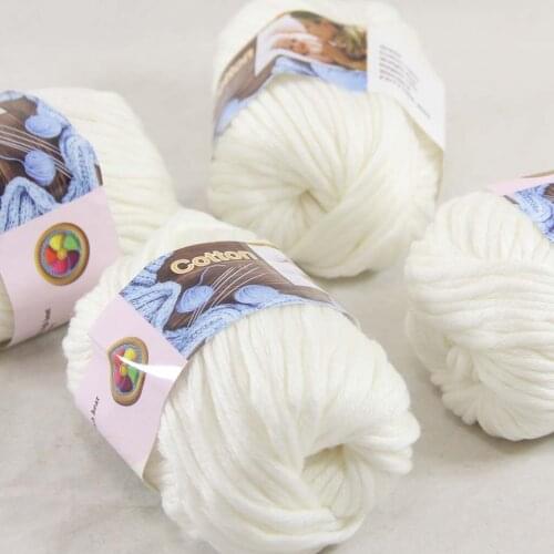 Sale 4 Ball x 50g Super Soft Pure Cotton Chunky Shawl Hand Knitting Womens Yarn off White 422-02-4