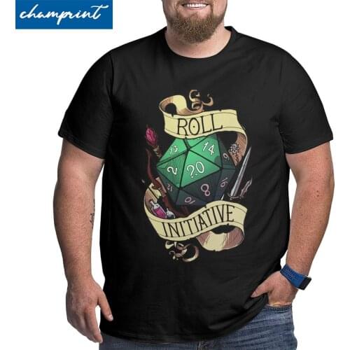 Roll Initiative T Shirt Mens Casual T-Shirts Dnd D20 Gaming Dice Big Tall Tee Shirt Short Sleeve Clothing Oversized 4XL 5XL 6XL