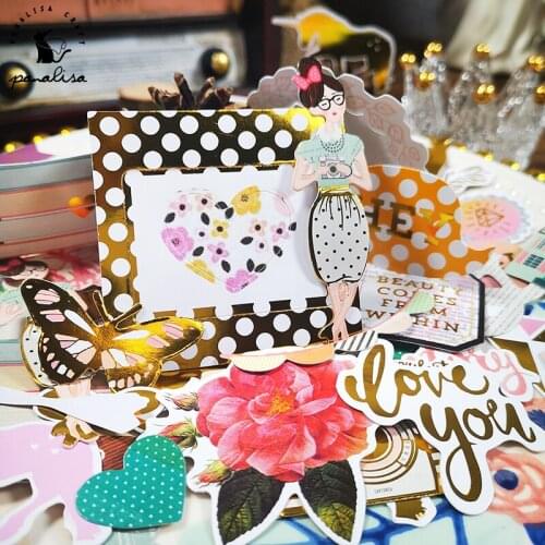 Panalisacraft Girl flower Foil Paper Cardstock Die Cut Stickers for DIY Scrapbooking/photo album Decoration Card Making Crafts